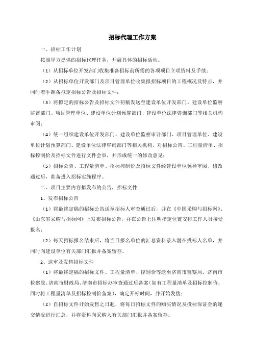 招标代理工作方案