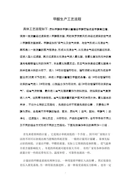 甲醛生产工艺流程