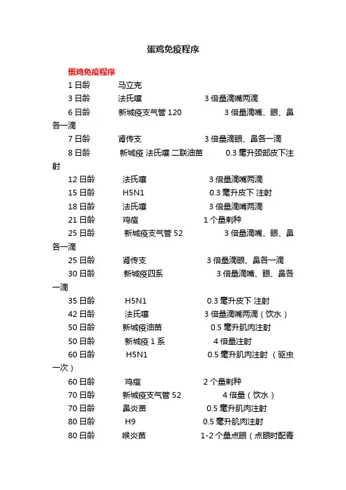 蛋鸡免疫程序