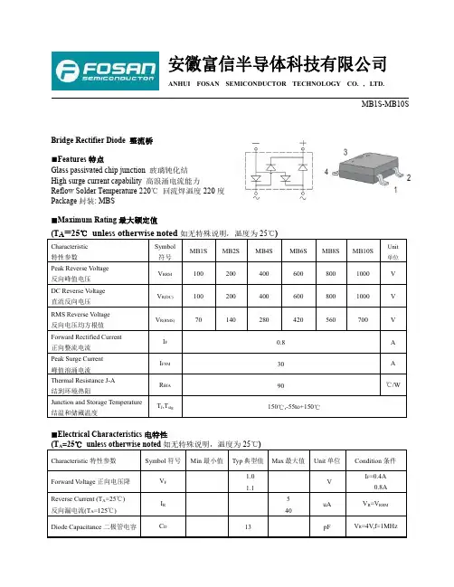 FOSAN富信电子 二极管 MB1S-MB10S-产品规格书