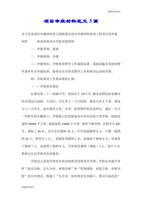 项目申报材料范文3篇.doc