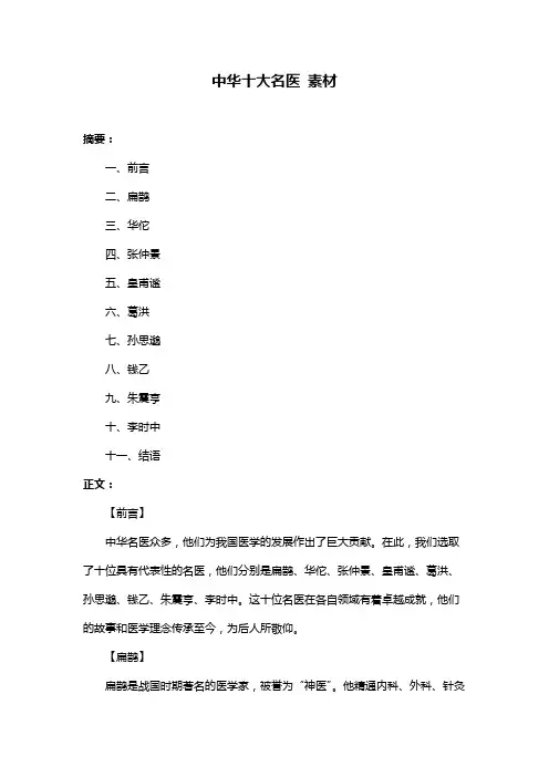 中华十大名医 素材