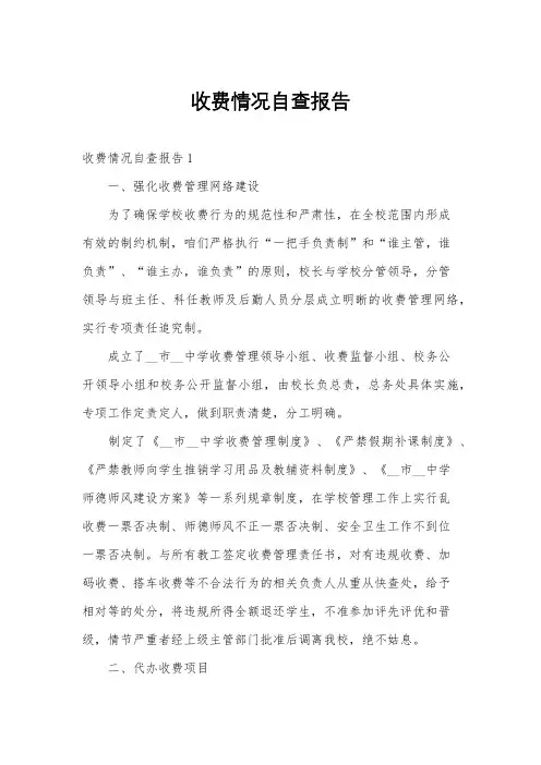 收费情况自查报告