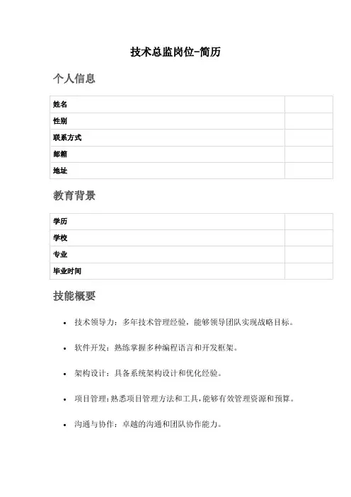 技术总监岗位-简历