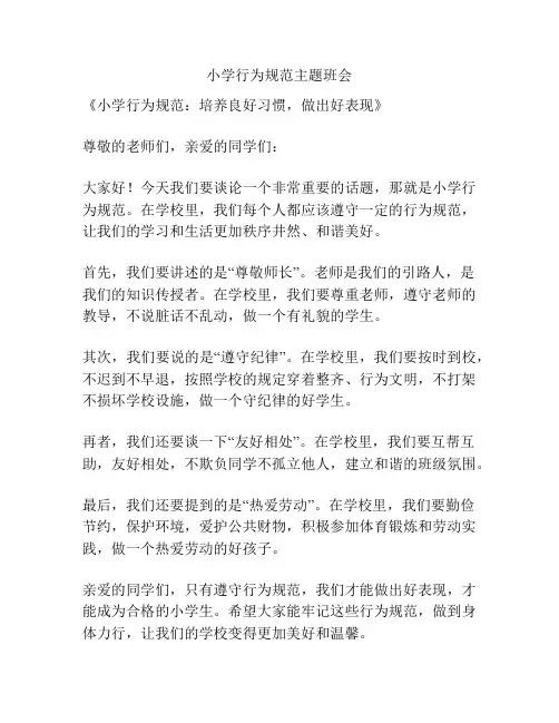 小学行为规范主题班会