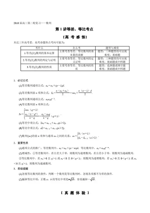 2018届高三数学二轮复习：数列专题及其答案名师制作优质教学资料
