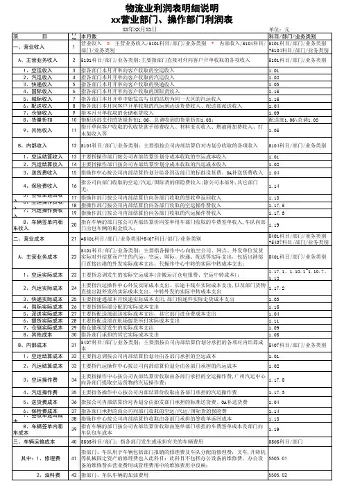 物流业利润表明细说明