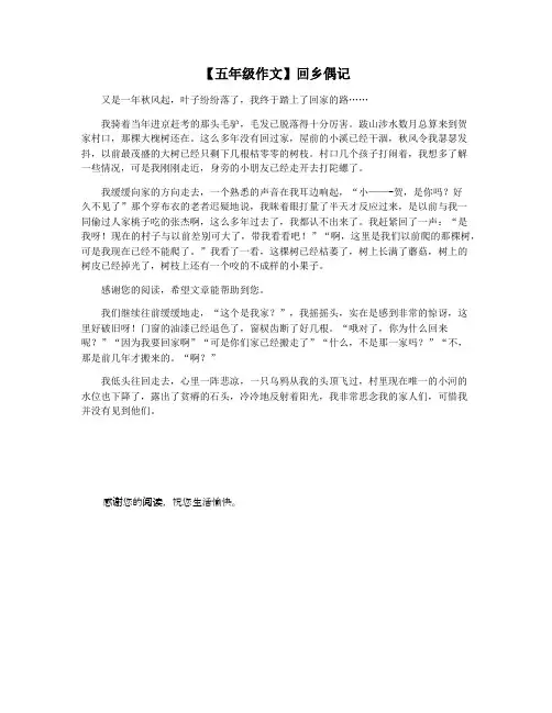 【五年级作文】回乡偶记