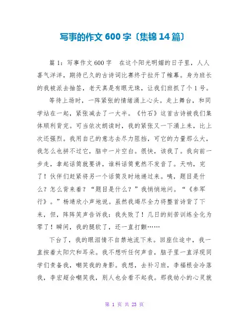 写事的作文600字(集锦14篇)