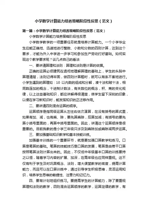 小学数学计算能力培养策略阶段性反思（范文）