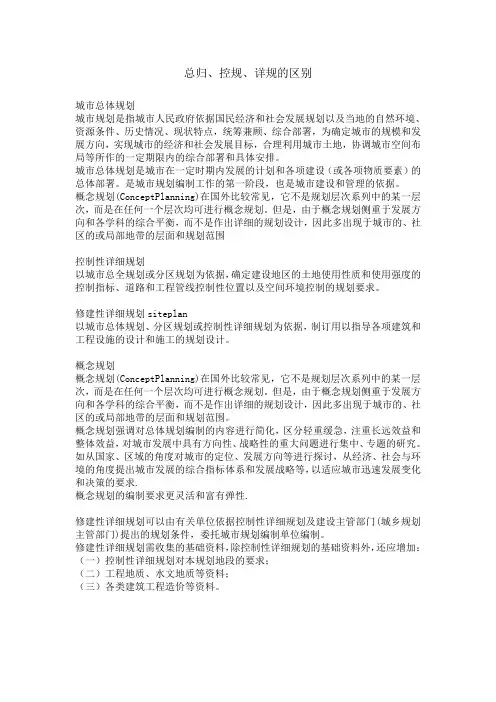 总归、控规、详规的区别