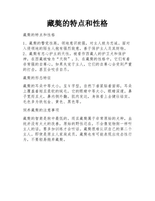 藏獒的特点和性格