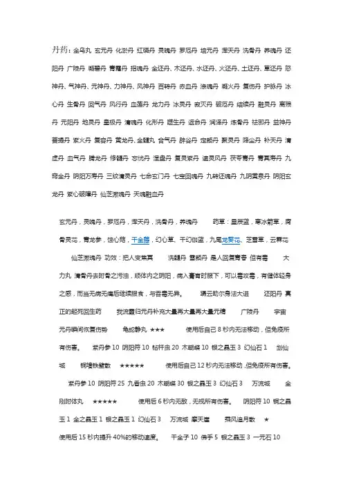 丹药名称