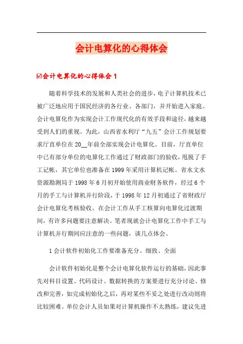 会计电算化的心得体会