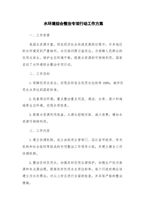 水环境综合整治专项行动工作方案