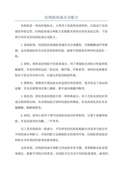 结构胶的成分及配方