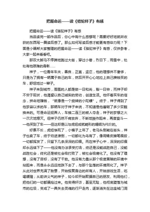把握命运——读《骆驼祥子》有感