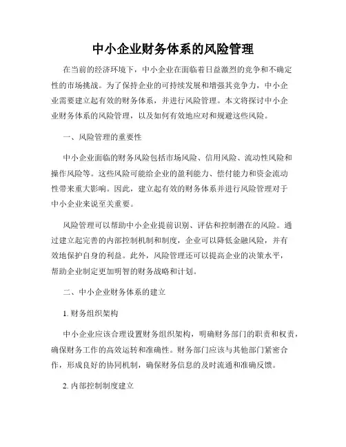 中小企业财务体系的风险管理