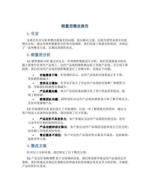 销量差整改报告
