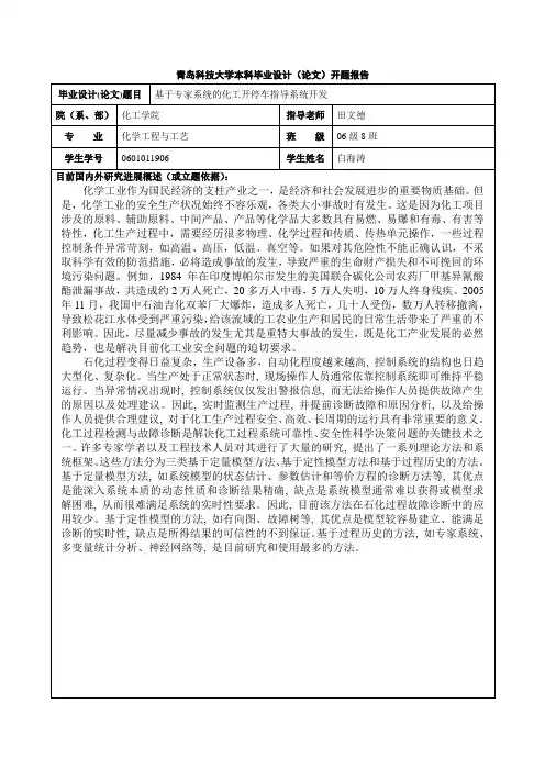 青岛科技大学本科毕业设计(论文)开题报告