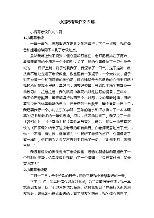 小提琴考级作文5篇