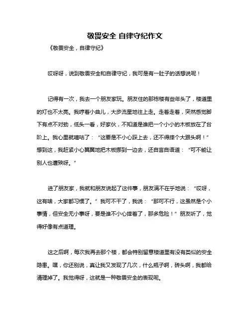 敬畏安全 自律守纪作文