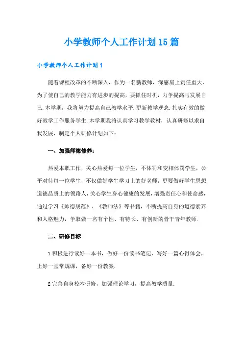 小学教师个人工作计划15篇