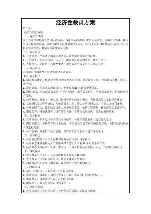 经济性裁员方案