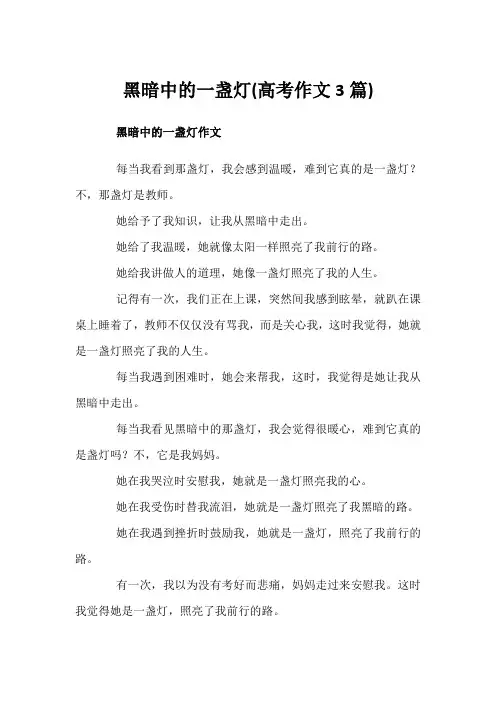 黑暗中的一盏灯(高考作文3篇)