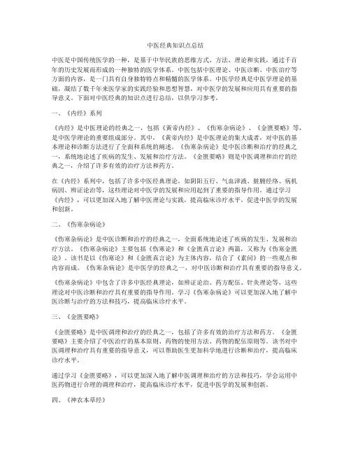 中医经典知识点总结