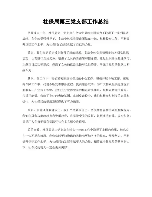 社保局第三党支部工作总结