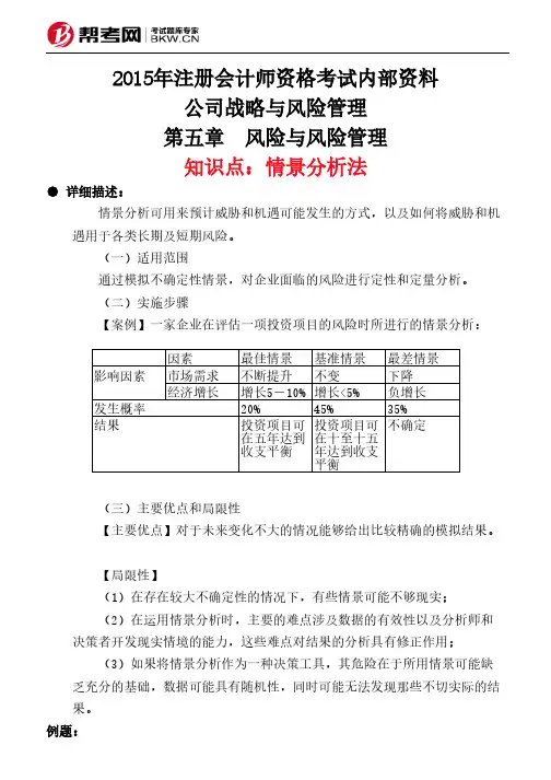第五章 风险与风险管理-情景分析法