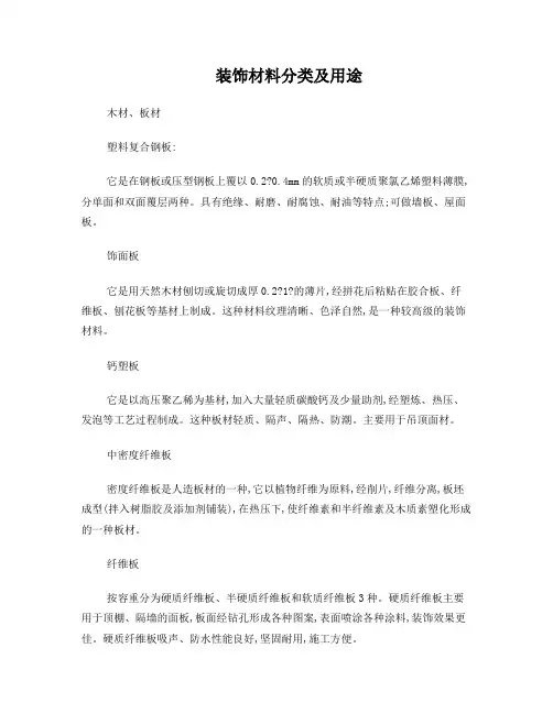 装饰材料分类及用途