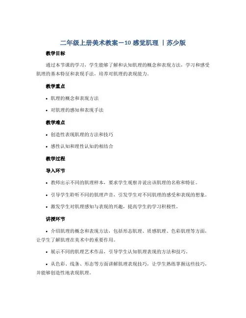 二年级上册美术教案-10感觉肌理 ｜苏少版