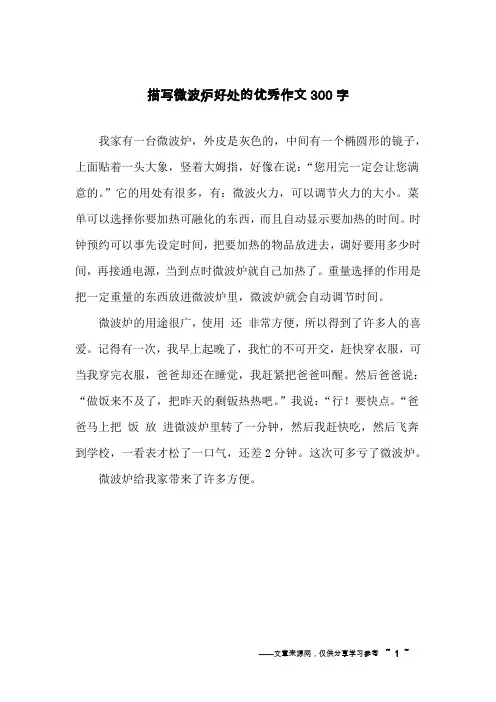 描写微波炉好处的优秀作文300字