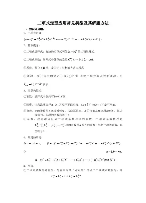 二项式定理应用常见类型及其解题方法