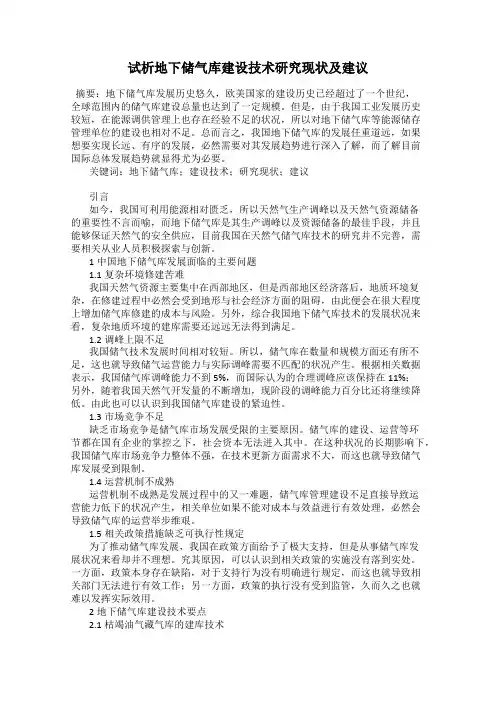 试析地下储气库建设技术研究现状及建议