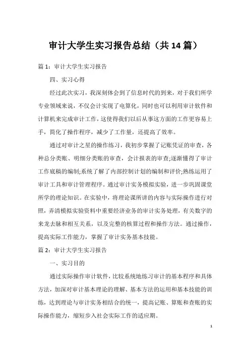审计大学生实习报告总结(共14篇)
