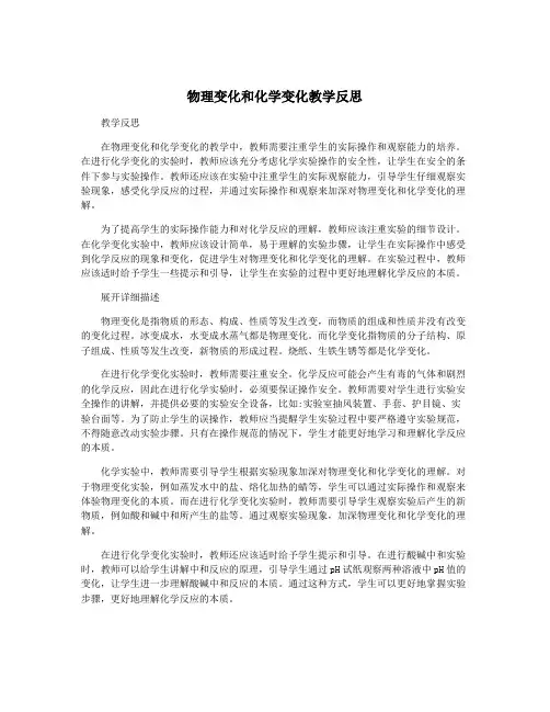 物理变化和化学变化教学反思