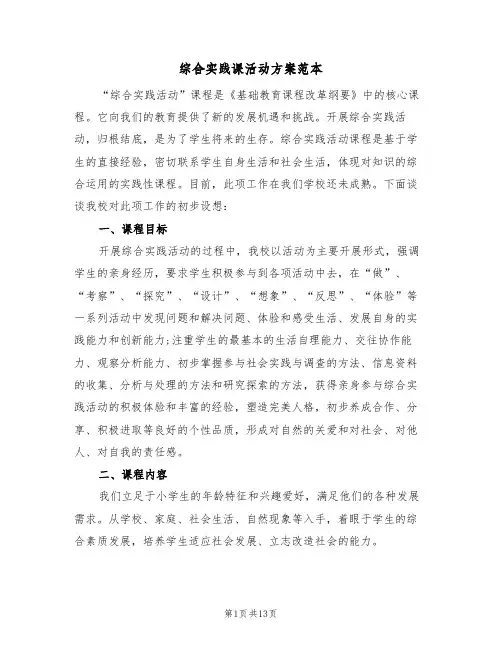 综合实践课活动方案范本（二篇）