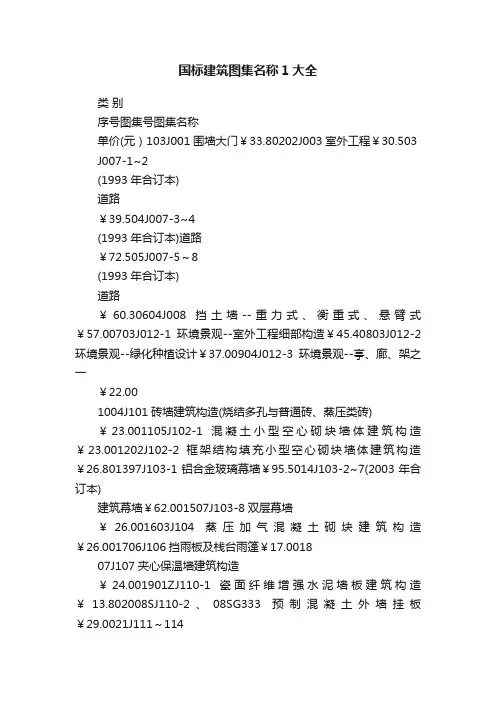 国标建筑图集名称1大全