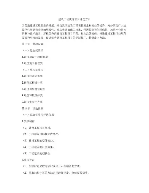 建设工程优秀项目评选方案