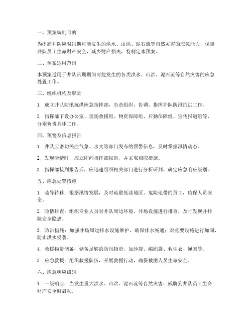 井队防汛抗洪应急预案