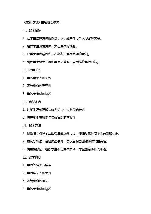 《集体与我》主题班会教案