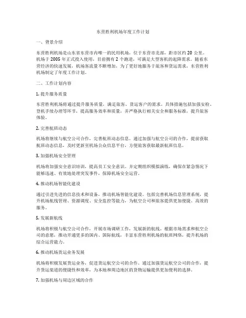 东营胜利机场年度工作计划