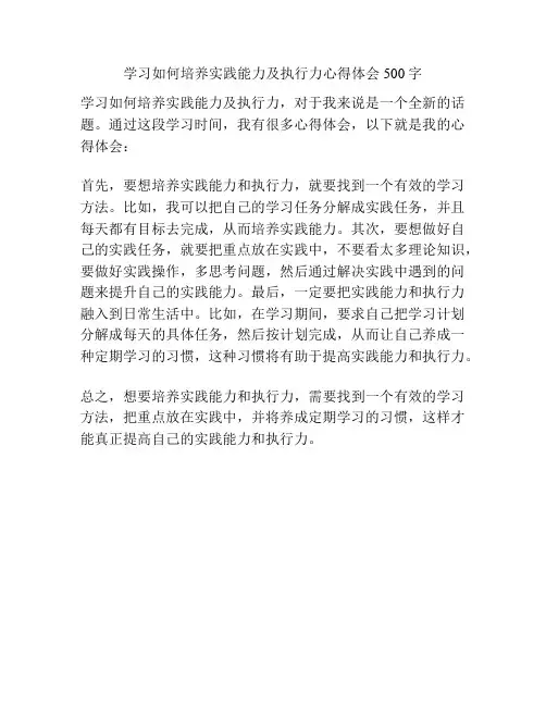 学习如何培养实践能力及执行力心得体会500字