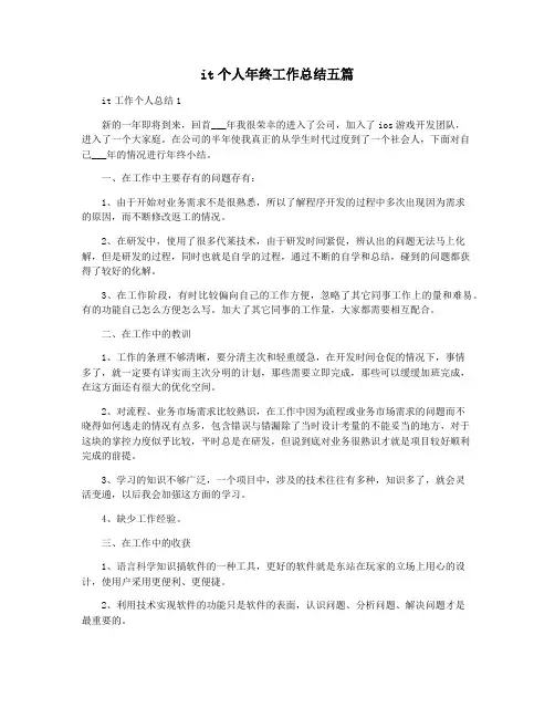 it个人年终工作总结五篇