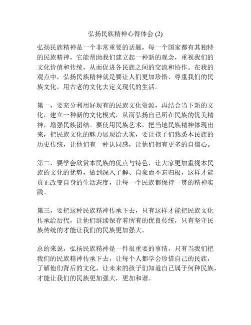 弘扬民族精神心得体会 (2)
