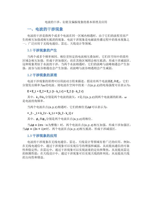 电波的干涉、衍射及偏振现象的基本原理及应用