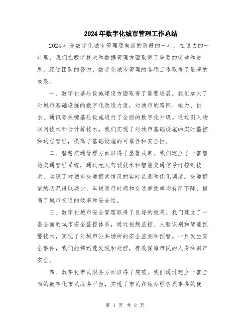 2024年数字化城市管理工作总结